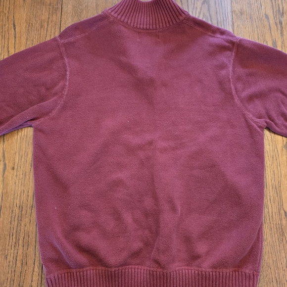 Eddie Bauer Burgundy Quarter Zip Cotton Sweater Pullover Large - Picture 6 of 8